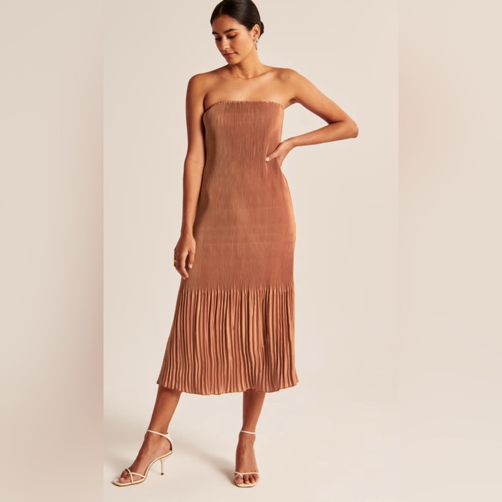 Abercrombie - Strapless Midi Dress (in burnt orange)